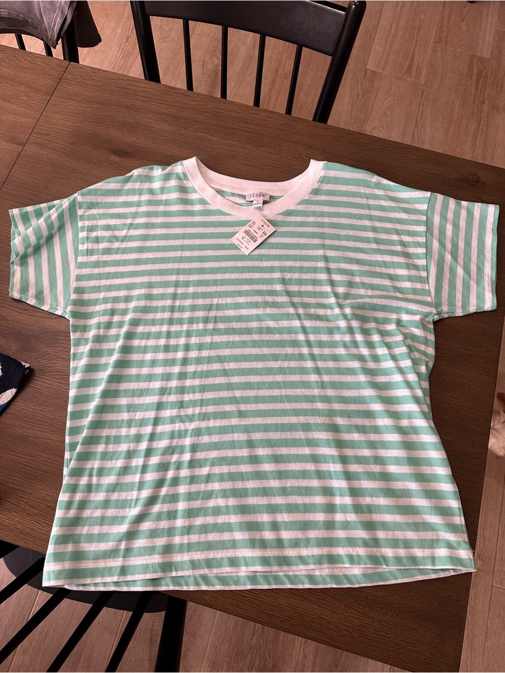 J. Crew Factory Mint & White Striped Short Sleeve Tee